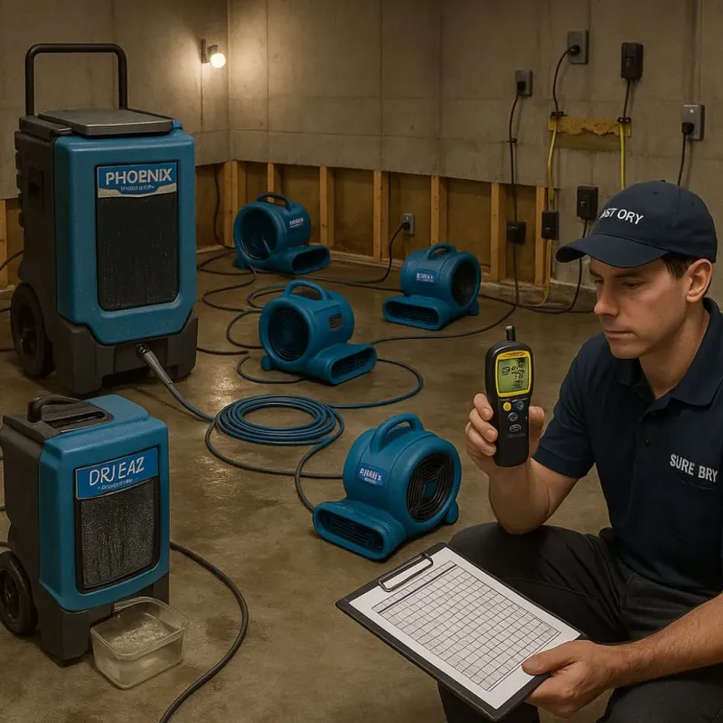 Structural Drying and Dehumidification process in Farmersburg, IN